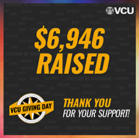 VCU. $6,946 raised VCU Giving Day. Thank you for your support.