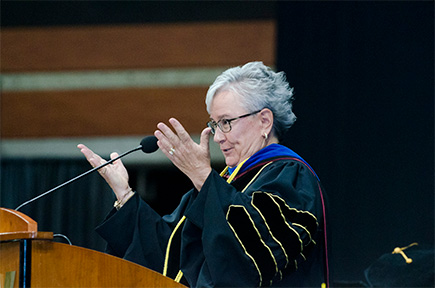 Professor Kia Bentley, Ph.D., LCSW was the May 2022 Commencement speaker. She retired at the end of the academic year.
