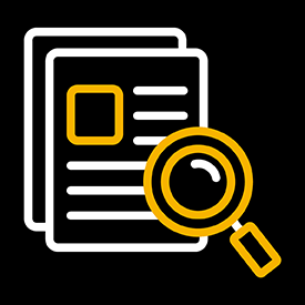 Icons of magnifying glass over a document