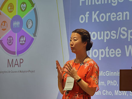 Assistant Professor Hollee McGinnis makes a presentation of her research at the International Korean Adoptee Associations Korea Gathering.