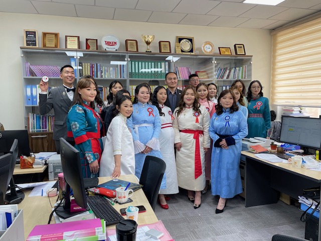 Faculty in the Health Social Work Department of the School of Public Health in Mongolia wear the traditional ‘deel’ on graduation day